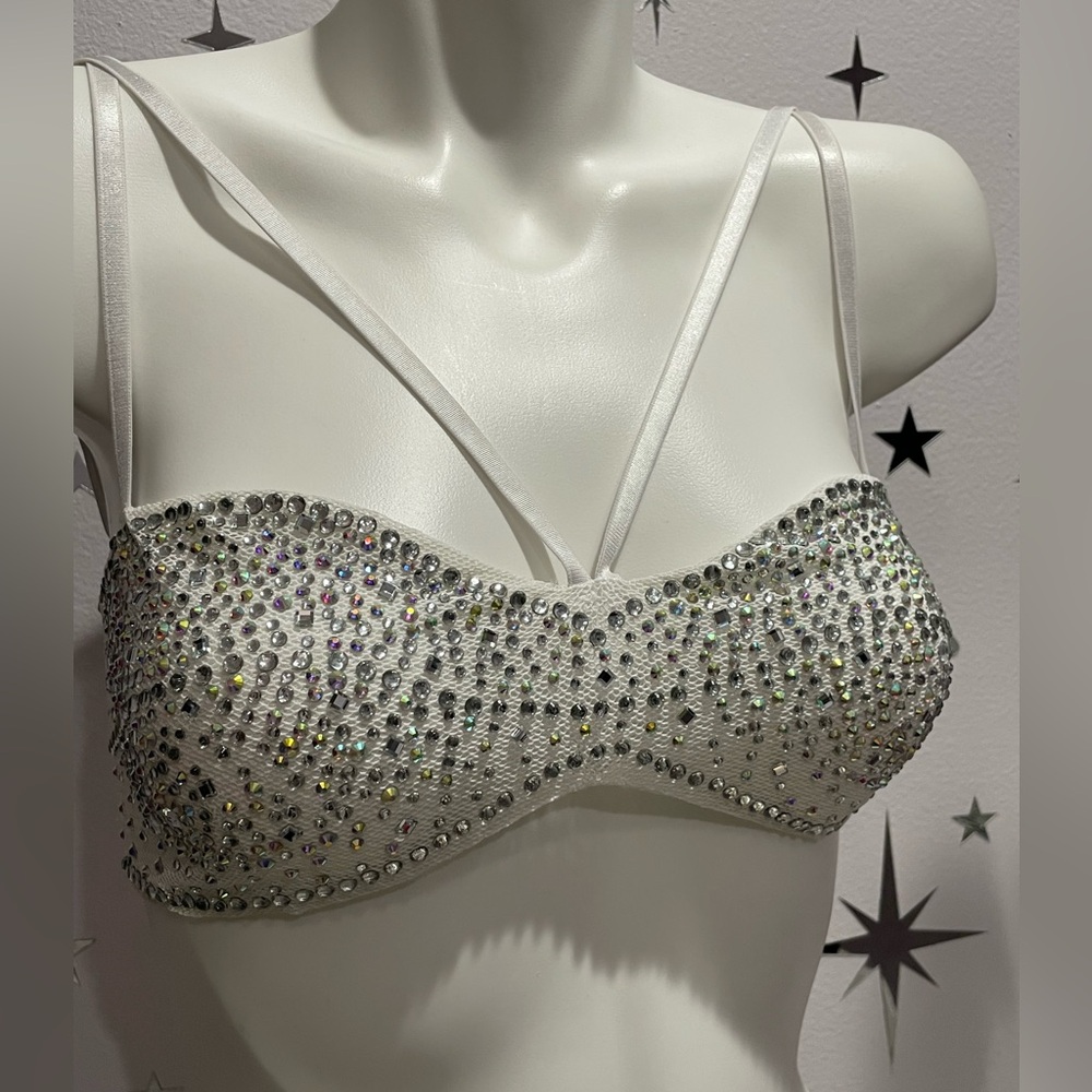 Banjul White Crystal Studded Bra